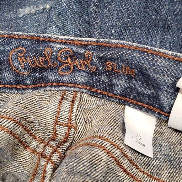 Trashed Distressed "Dream Big" Cruel Girl Slim 9R Denim Jeans Holes OOAK - Picture 9 of 11